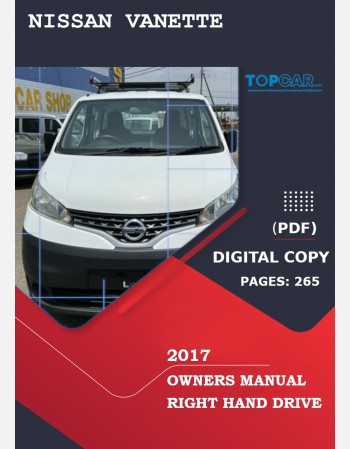 nissan vanette 2017 owners manual in english